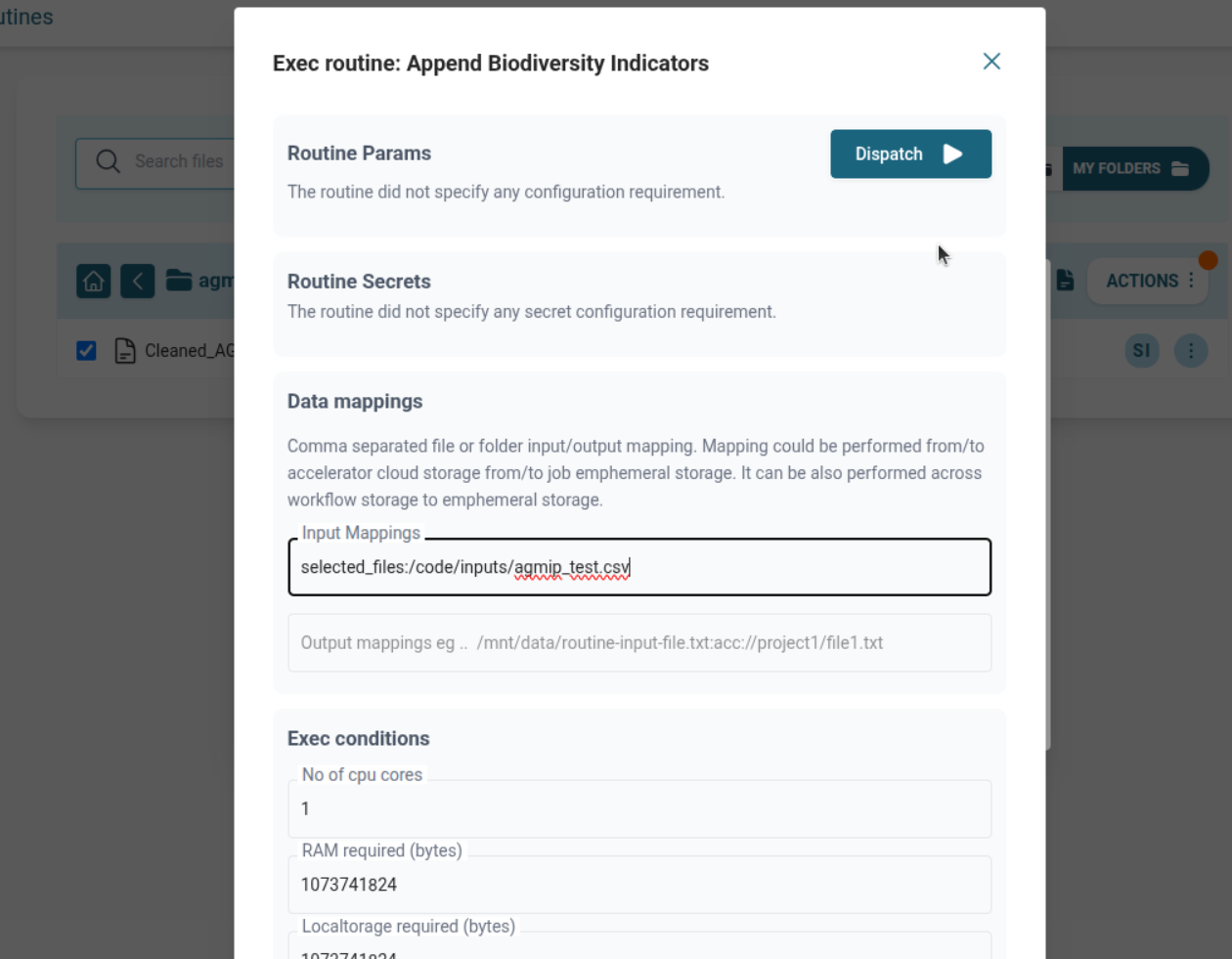 Append Biodiversity Indicators Form in UI