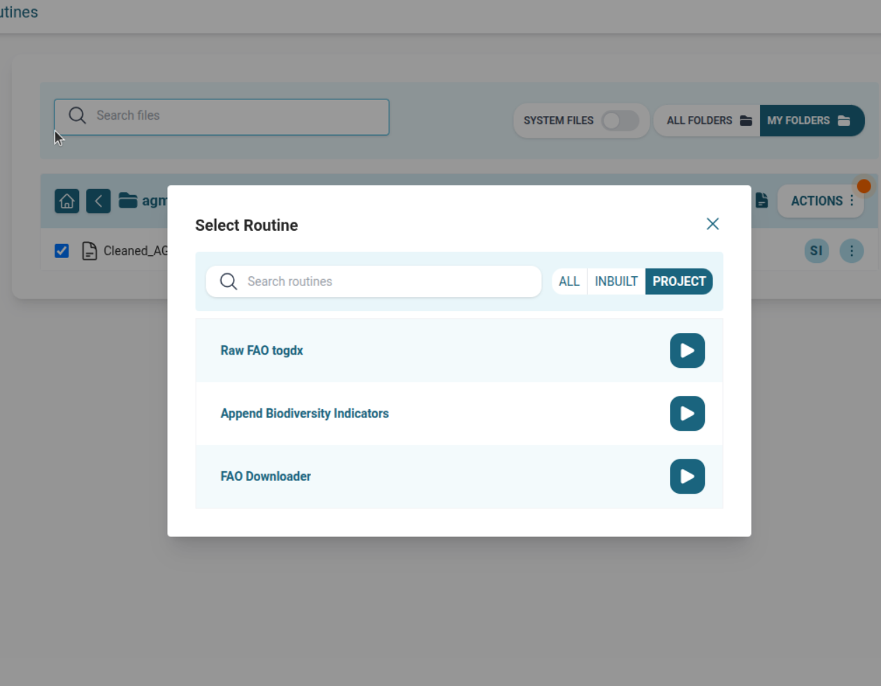 Append Biodiversity Indicators Form in UI