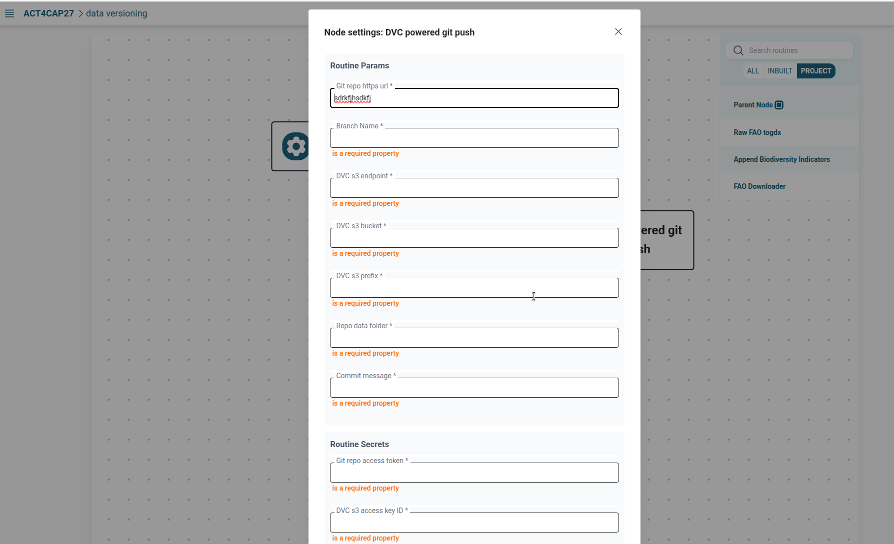 Configuring DVC push routine