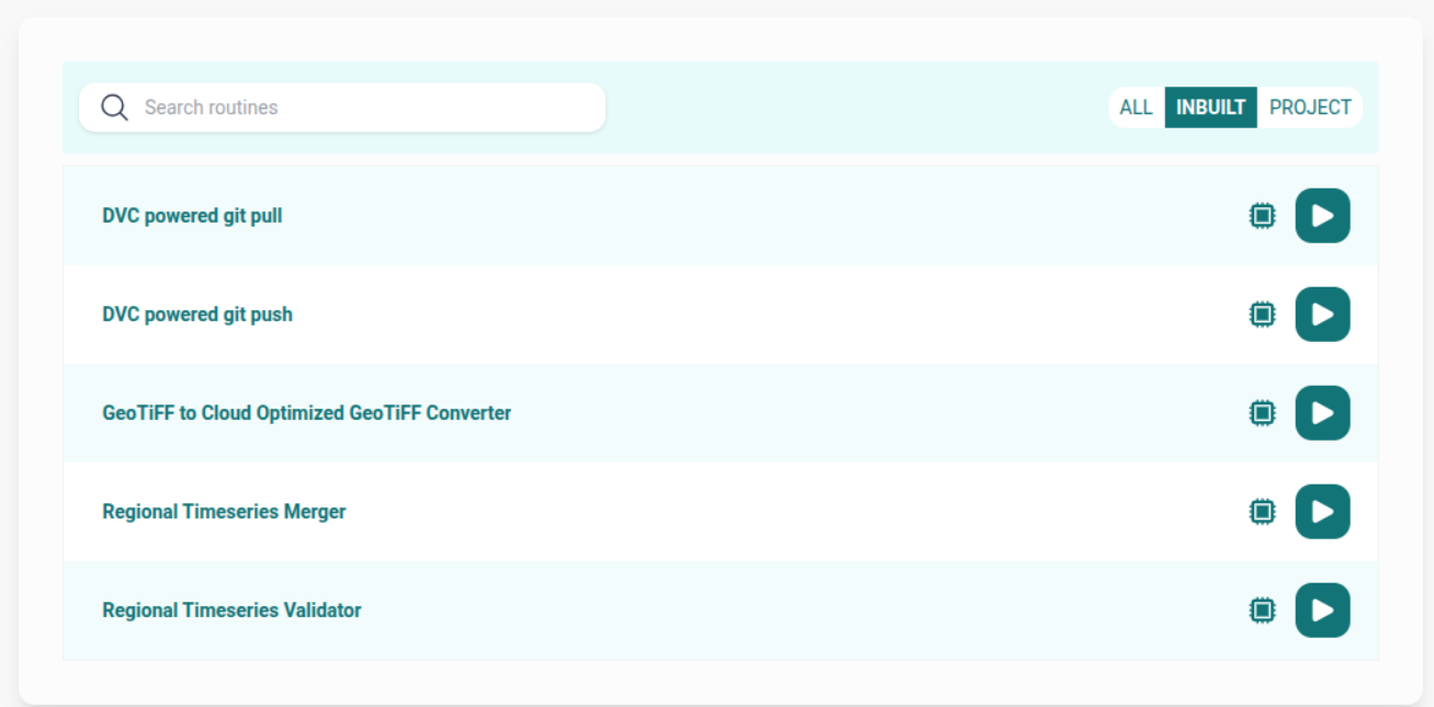 Inbuilt Routines in GUI